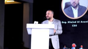 المهندس خالد العنانى العضو المنتدب لمجموعة الدقهلية أثناء فاعليات حفل شركة شمس للكيماويات بمرور 25 عام على إنشاءها 